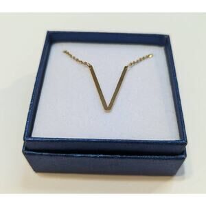 Savvy Cie Initial V 14kT Gold Plated Stainless Steel Chain Necklace NWT